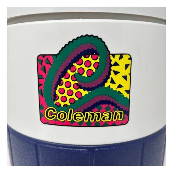 Vintage 1993 Coleman Insulated Water Jug Cooler 90s Blue Funky Retro USA Made - Picture 12 of 16